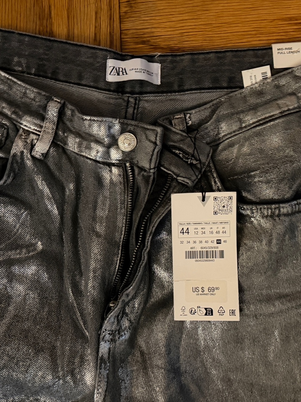 Zara Silver High-Rise Women's Jeans